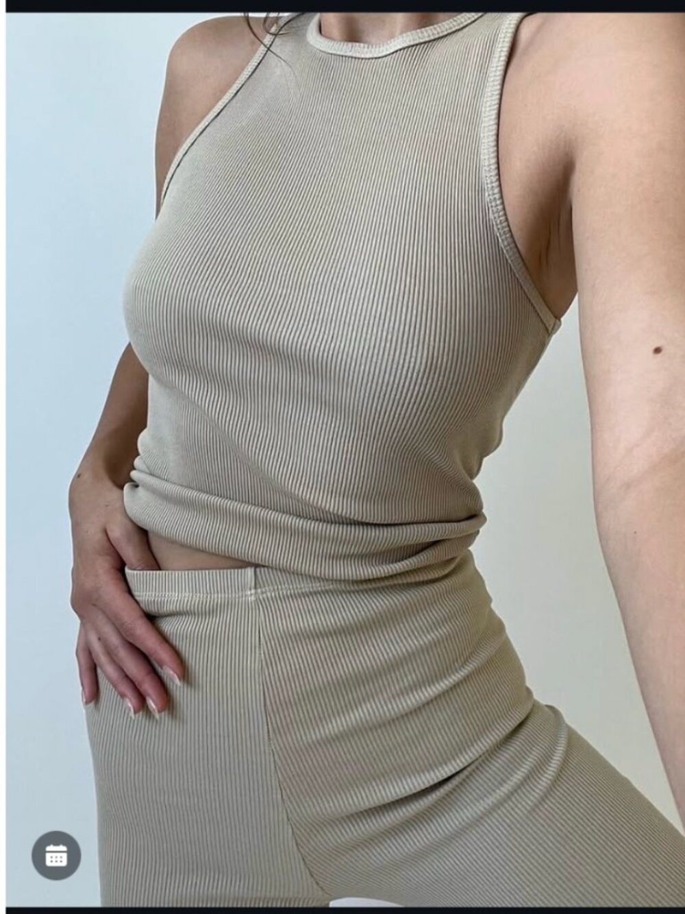 NWT DONNI. The Rib Bike Short Cream / Oat Layered Hem High Rise Size XSmall